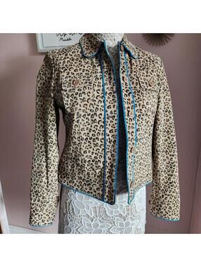 Revue Leopard Print Genuine Suede Leather Jacket Small Western Y2K new